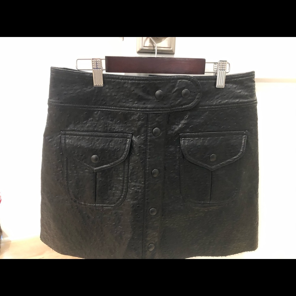 BlankNYC leather skirt with alligator texture.